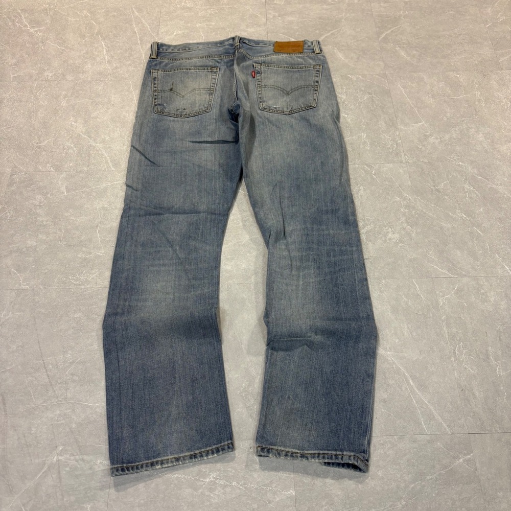 Levis 513 Slim Straight Distressed Jeans Light Wash Mens 36x34